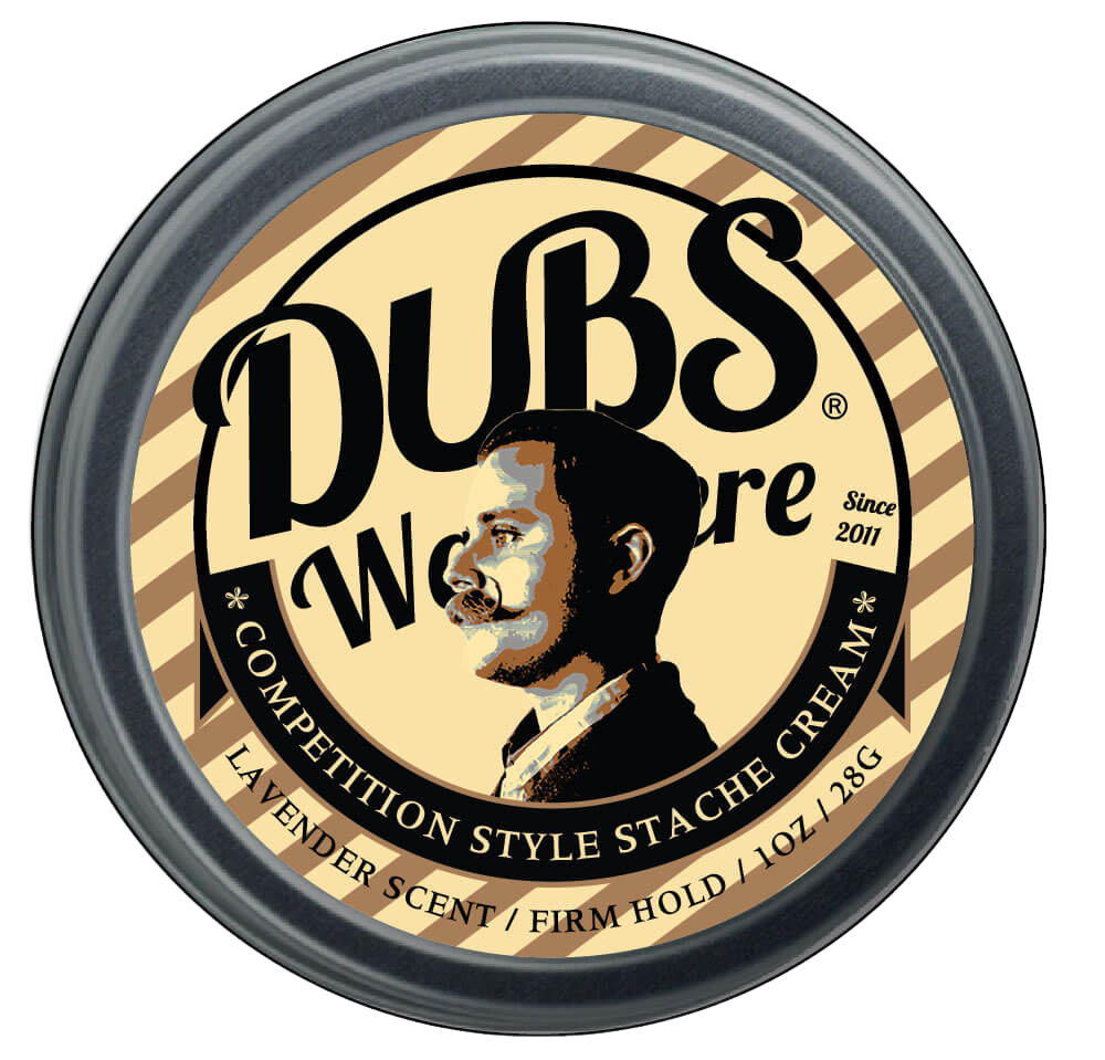 DUBS Firm Hold Lavender Mustache Wax, front label